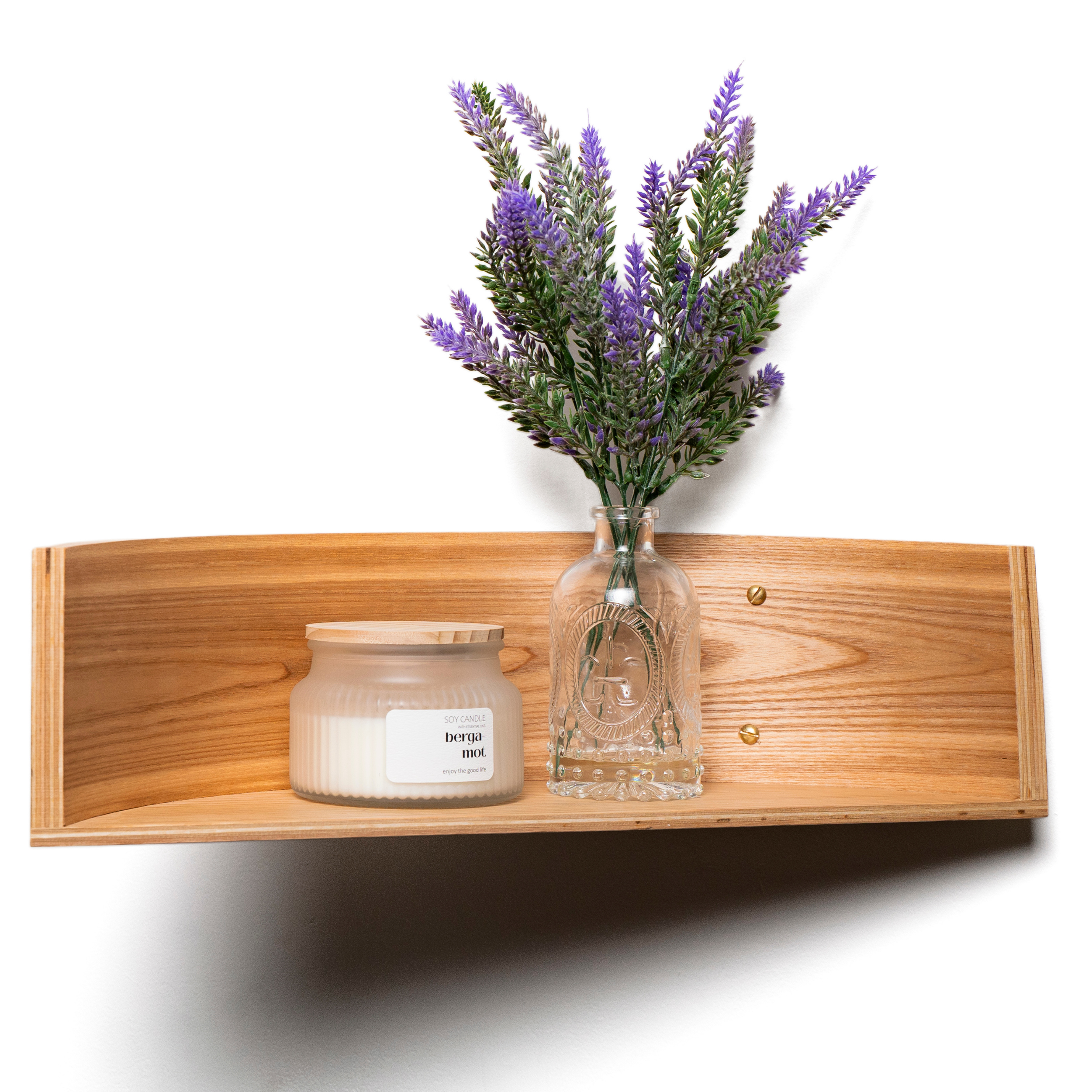 Floating wall shelf wooden half circle functional and stylish design
